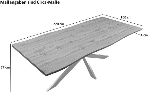 Esstisch Baumkante Holz-Optik Wildeiche 220 x 100 Spider-Gestell weiß JOSY 142463968 Bild 6