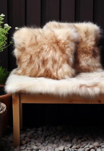 Lammfellkissen Merino Stracciatella mit Inlett Bild 1