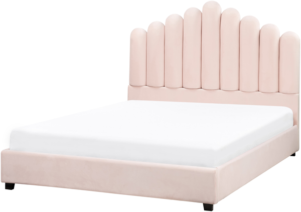 Bett mit Lattenrost Samtstoff VINCENNES 140 x 200 cm Pastellrosa