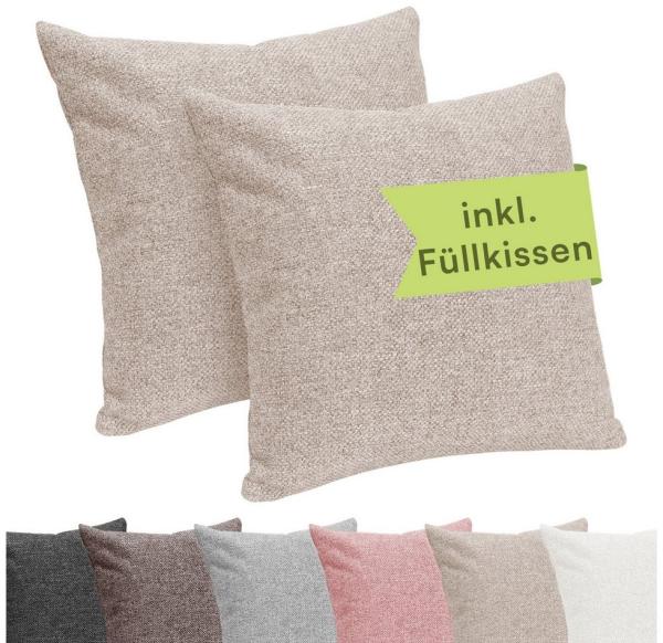 Selfitex Dekokissen 2er Set, 30x50/40x40/40x60/50x50 inkl. Füllkissen, Farben zur Auswahl, robuster Polsterstoffbezug mit weichen Füllkissen