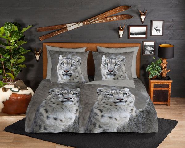 good morning Wendebettwäsche Chief, Biber, Flanell, 2 teilig, Biber, 135x200, Winter, Warm, Reißverschluss, Wendeoptik, Leopard