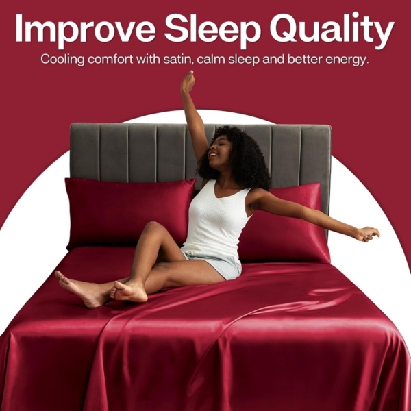 2er-Set – Luxuriöser Kissenbezug aus Satin-Seide – Für Haar und Haut – Satin-Kissenbezug mit Reißverschluss , Rotwein, B 2cm x H 27cm x T 8cm Bild 3