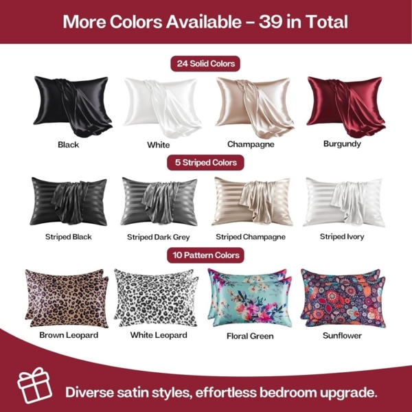 2er-Set – Luxuriöser Kissenbezug aus Satin-Seide – Für Haar und Haut – Satin-Kissenbezug mit Reißverschluss , Rotwein, B 2cm x H 27cm x T 8cm Bild 4