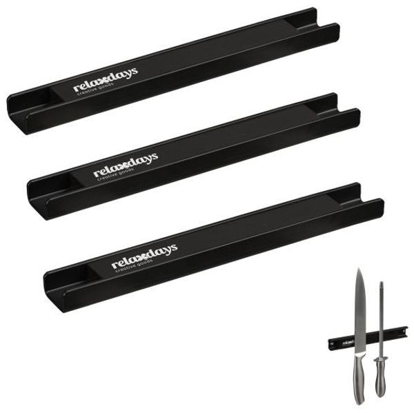Relaxdays 3er Set Magnetleiste aus Stahl
