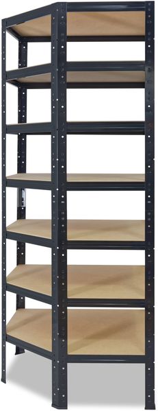 shelfplaza BLACK 230x80x50 cm Eckregal in schwarz mit 7 Böden und 125 kg Traglast pro Boden Bild 6