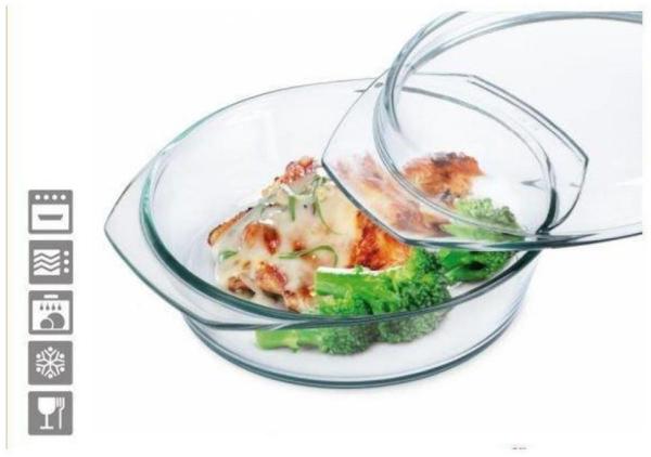 BOHEMIA CRISTAL Schüssel rund. flacher Deckel 1. 5l