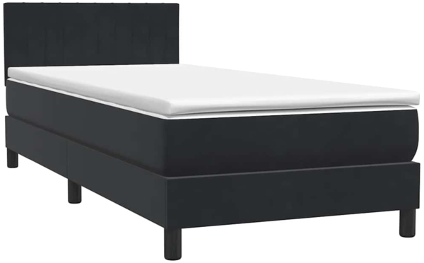 vidaXL Boxspringbett mit Matratze Schwarz 80x220 cm Samt 3316427