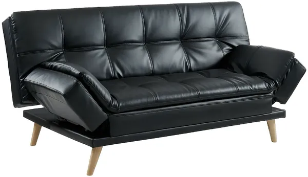 Vente-unique - ZARINA Sofa Kunstleder Schwarz - B 94 cm x H 91 cm x L 185 cm