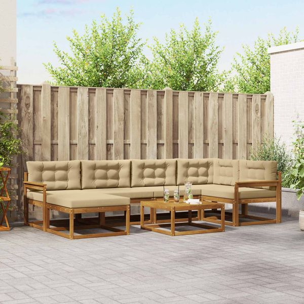 vidaXL Outdoor-Sofagarnitur mit Kissen 7 pcs Natur und Beige 3367851
