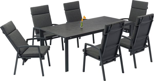 OTTO home Garten-Essgruppe Maruja, (Set, 13-tlg, 6x Sessel, 6x Auflage, 1x Tisch), bestehend aus 1 Tisch, 6 Stühlen und 6 Sitzauflagen