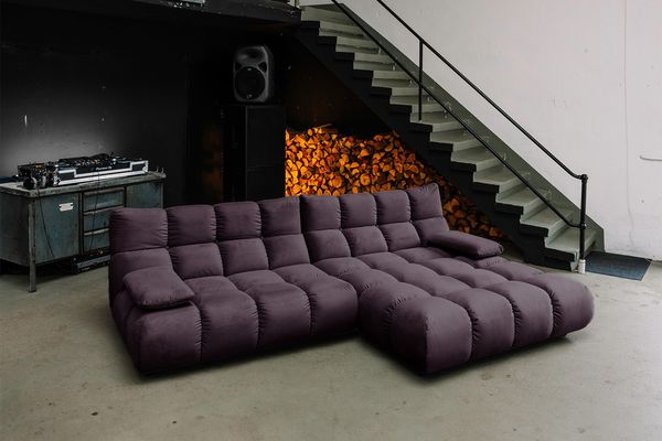 KAWOLA Sofa VIVIEN Ecksofa Velvet purple Longchair rechts 85 x 178 x 290 cm