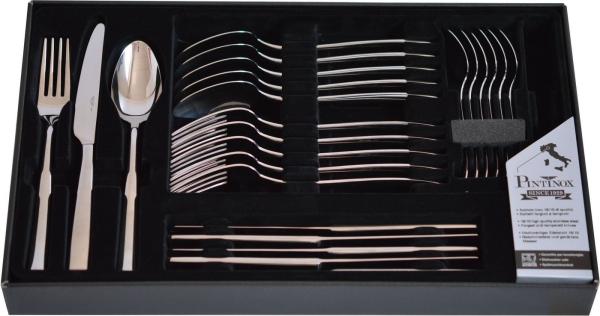 PINTINOX Besteck-Set Luna (24-tlg), 6 Personen, Edelstahl 18/10, Hammerschlagoptik, spülmaschinengeeignet