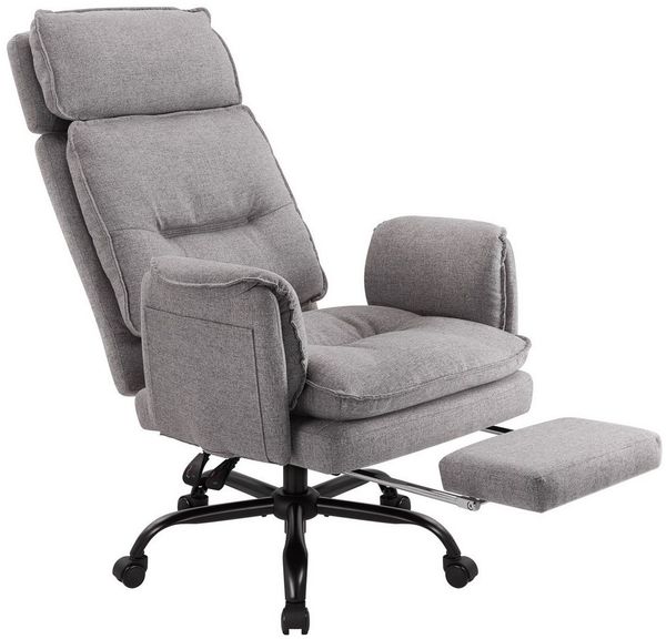 IWMH Bürostuhl Ergonomisch PU-Leder Chefsessel (Höhenverstellbar Schreibtischstuhl mit Kopfstütze und Fußstütze), Drehstuhl für Arbeitszimmmer Konferenzraum Büro Gaming