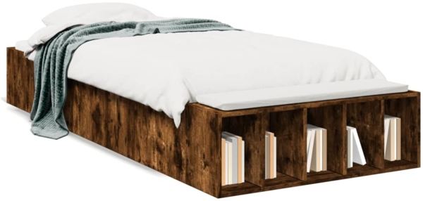 vidaXL Bettgestell Räuchereiche 100x200 cm Holzwerkstoff 3280605