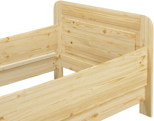 Erst-Holz Einzelbett, Seniorenbett extra hoch, Massivholz Kiefer, mit Rollrost, 90x200 cm Bild 9