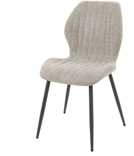 Esszimmerstuhl Lumbclé 4er-Set, Boucle-Stoff, modern mit Lendenstütze, Sand, gepolstert