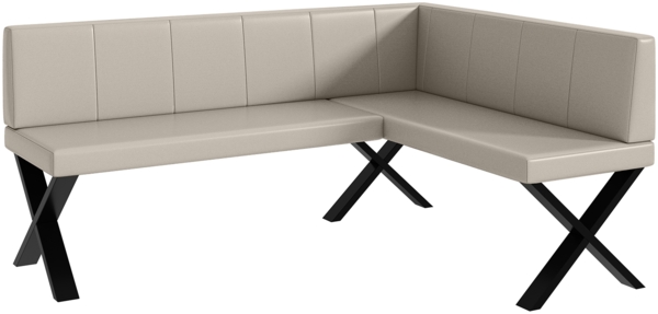 MEBLINI Eckbank für Esszimmer - Küchenbank - Essecke - Sitzecke Küche - PETER - X-Beine 128 x 168 x 87 cm Rechts - Beige Kunstleder