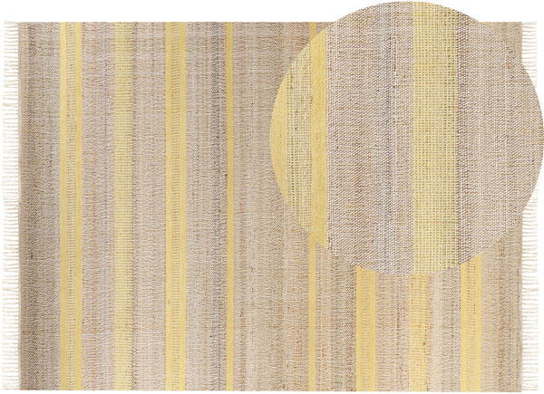 Teppich Jute beige gelb 160 x 230 cm Streifenmuster Kurzflor zweiseitig TALPUR