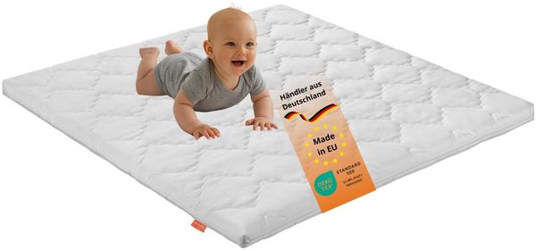sleepling Baby Matratze 100x100 cm Laufgittermatratze Kinder, Komfortschaummatratze, Kindermatratze, Babymatratze 100x100 cm, Höhe 5 cm, Komfortschaum, Made in EU, Oeko-TEX, waschbar bis 60 Grad