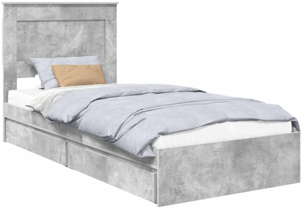 vidaXL Aufbewahrungsbett Beton Grau 90x200 cm Holzwerkstoff 3410276