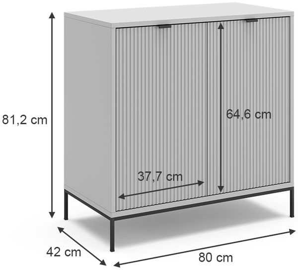 Kommode Eliza Grau 42 x 81.2 cm mit 2 Türen Vicco Bild 3