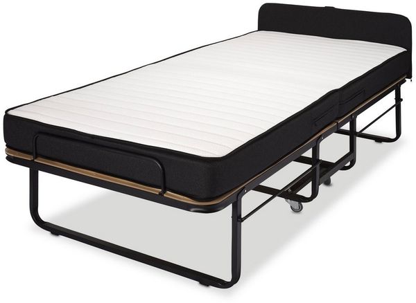 BedBox Gästebett Klappbett Federkern Matratze 90 x 200 cm mit gepolstertem Kopfteil gepolstertes Kopfteil und incl. Husse, super Comfort
