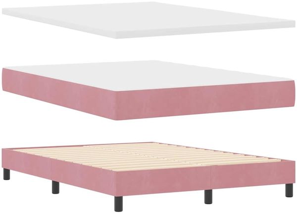 vidaXL LED Boxspringbett mit LED-Lichtleisten Rosa 160 x 200 cm Samt 3342733 Bild 6