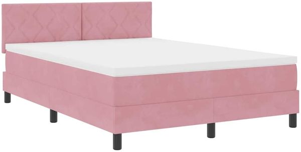 vidaXL LED Boxspringbett mit LED-Lichtleisten Rosa 160 x 200 cm Samt 3342733 Bild 2