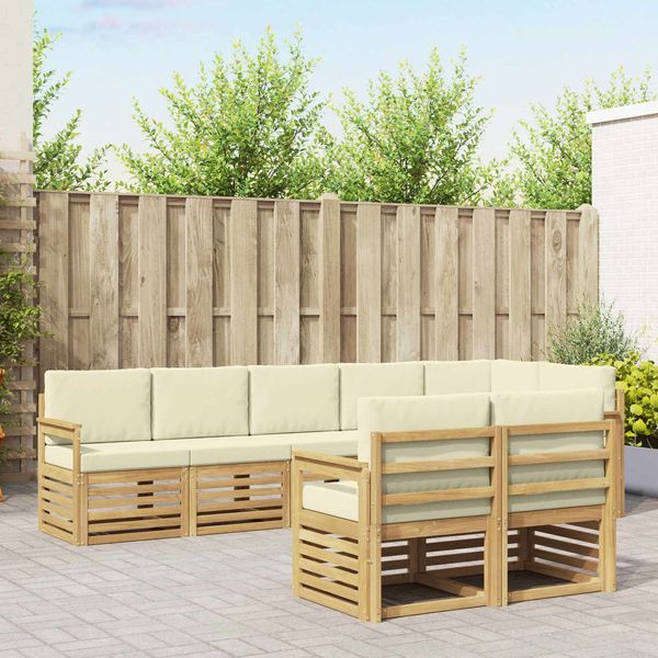 vidaXL Outdoor-Sofagarnitur 8 pcs Weiß und Creme 306 x 128,5 x 73 cm 3392020