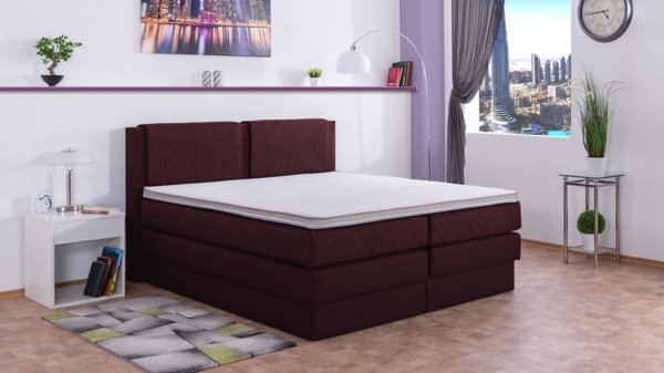 Meisterbetten Boxspringbett Dora 160x220 in W-Corall, Matratzenbezug Nano, Komfortschaum-Topper Bild 3