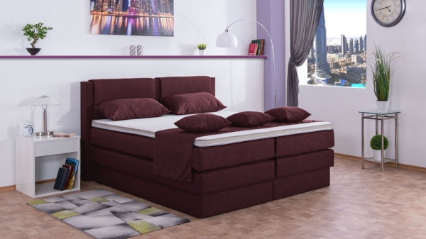 Meisterbetten Boxspringbett Dora 160x220 in W-Corall, Matratzenbezug Nano, Komfortschaum-Topper