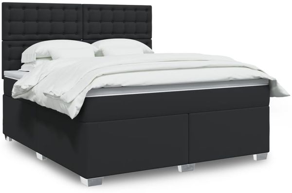 vidaXL Boxspringbett mit Matratze Schwarz 180x200 cm Kunstleder 3293032