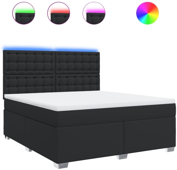 vidaXL Boxspringbett mit Matratze Schwarz 180x200 cm Kunstleder 3293032