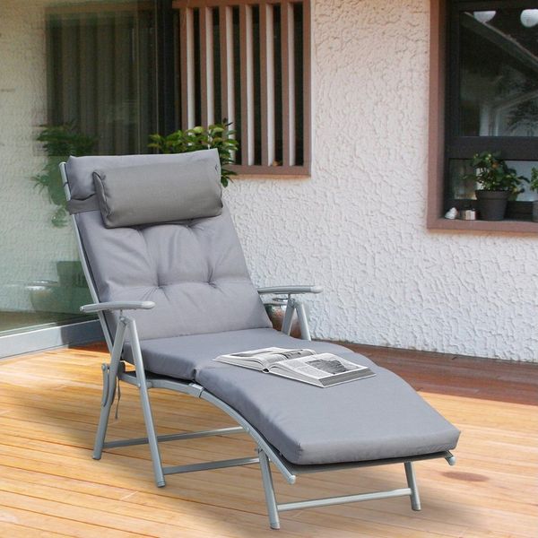 Outsunny Gartenliege Sonnenliege mit Kissen