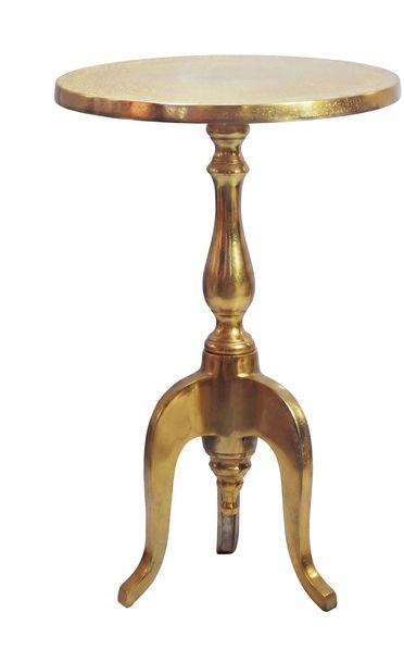 Beistelltisch Aluminium Gold 35cm Metall Rund - Design Anstelltisch Alu - Moderner Wohnzimmertisch - Loungetisch Sofatisch - Edler Couchtisch Handmade