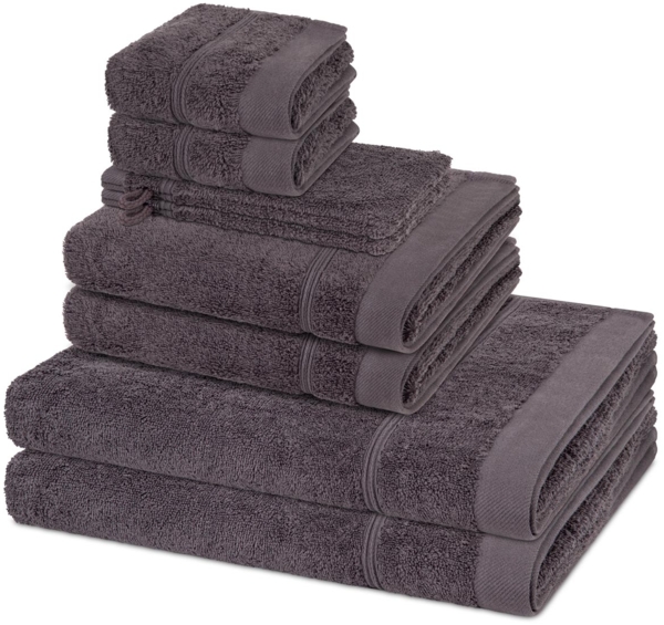 Ross Rubin 8 tlg. Frottier-Set - 2 X Handtuch (50 X 100cm), 2 X Duschtuch (70 X 140cm), 2 X Gästetuch (30 X 50cm), 2 X Waschhandschuh (16 X 22cm) - 480 - Schiefer