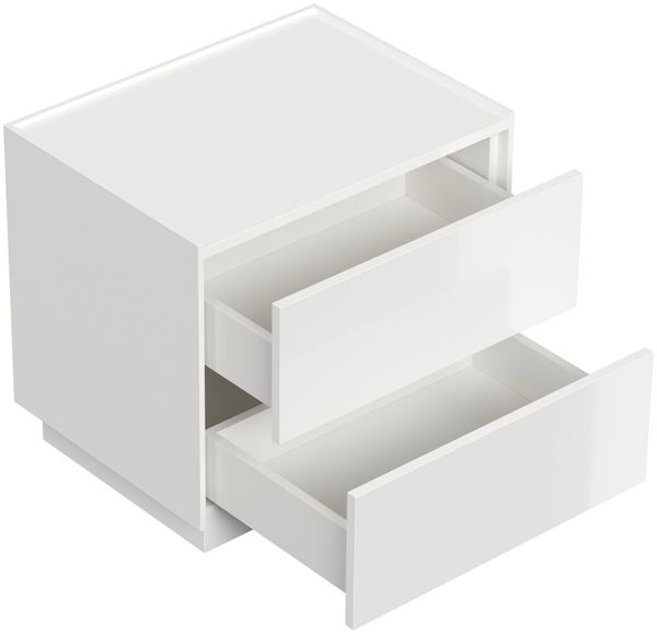 Design Nachttisch Kommode Concepto L 60cm, 2 Pushauszüge lackiert Weiß Hgl : Weiss hochglanz Bild 3