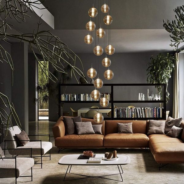ZMH Pendelleuchte Esstisch Höheverstellbar Kronleuchter 15-Flammig Glas, LED wechselbar