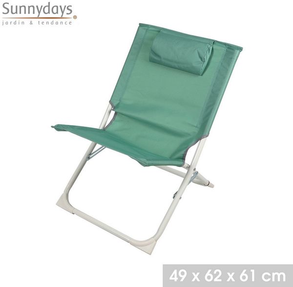 Sunnydays 49 x 62 x 61 cm Strandstuhl mit integriertem Kissen Strandhocker Campingstuhl Klappstuhl Faltstuhl
