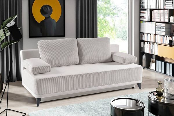 WERK2 Schlafsofa Rosso Breite 204, Liegefläche 140/200cm. aktueller Cord Materialmix, 2-Sitzer Sofa und Schlafcouch mit Federkern & Bettkasten