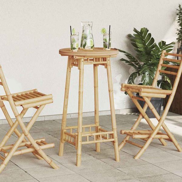 vidaXL Garten-Bartisch Rund Ø55x100 cm Bambus 4108230