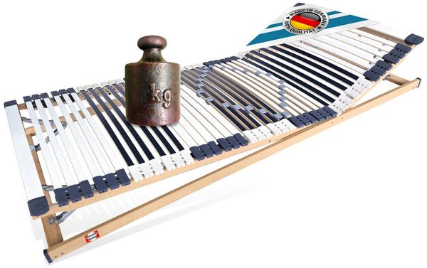 Lattenrost Lattenrost, 44 Leisten, stabil, MONTIERT bis 300 KG belastbar, Matratzen Perfekt, Kopfteil manuell verstellbar, Fußteil manuell verstellbar, stabiler Lattenrost mit 7 Zonen und individueller Härtegradanpassung