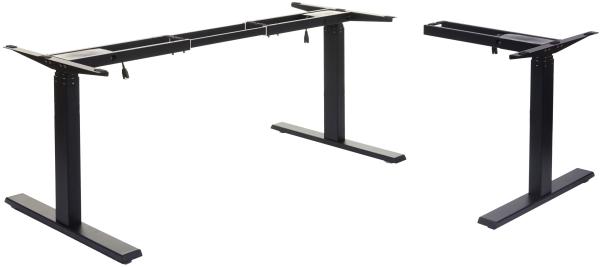 Gestell HWC-D40, variables Tischgestell für Eck-Schreibtisch, elektrisch höhenverstellbar Memory 45kg ~ schwarz