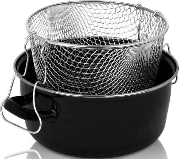 Pommes-Frites-Topf schwarz, 24 cm emailliert