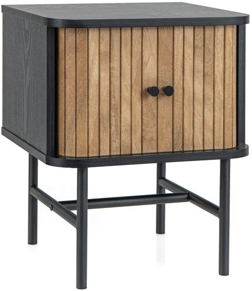 Nachttisch mit Schiebetüren Nachtschrank mit Stauraum 40 x 39 x 49 cm Schwarz