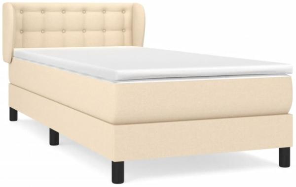 vidaXL Boxspringbett mit Matratze Creme 100x200 cm Stoff 3126546