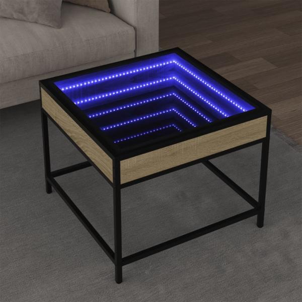 vidaXL Couchtisch mit Infinity-LED Sonoma-Eiche 50 x 50 x 41 cm 847678