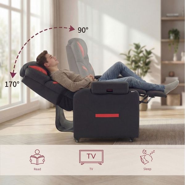 hjh OFFICE Loungesessel Loungesessel Game Sport RX Kunstleder, Gaming Relax Sessel mit Kopfstütze, 90–170° Neigungswinkel, drehbar
