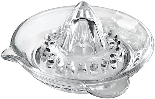 Metaltex Zitruspresse 242080000 aus Glas mit seitlichem Ausgießer und Griff / Zitronenpresse