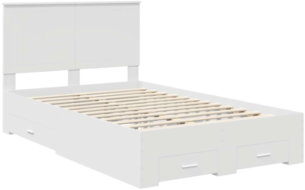 vidaXL Bettrahmen mit Kopfteil Weiß 120x190 cm Holzwerkstoff 3411332 Bild 3